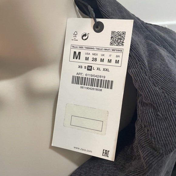 Zara women’s long sleeve light corduroy front open grey shirt, size M - Picture 3 of 4